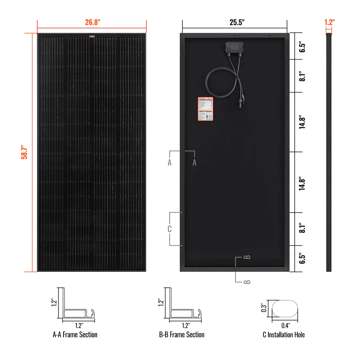 MEGA 200 | 200 Watt Solar Panel | Premier 12V Off-Grid Solar Panel for RVs Cabins, Boats | 25-Year Output Warranty | UL Certified Rich Solar