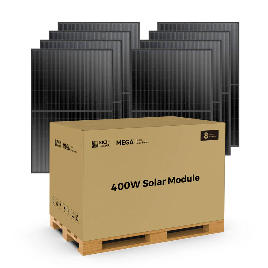 MEGA 400 | 400 Watt Solar Panel | Premium Grid-tie or Off-grid Solar Panel for Residential, Commercial, Agriculture | 25-Year Output Warranty | UL Certified Rich Solar