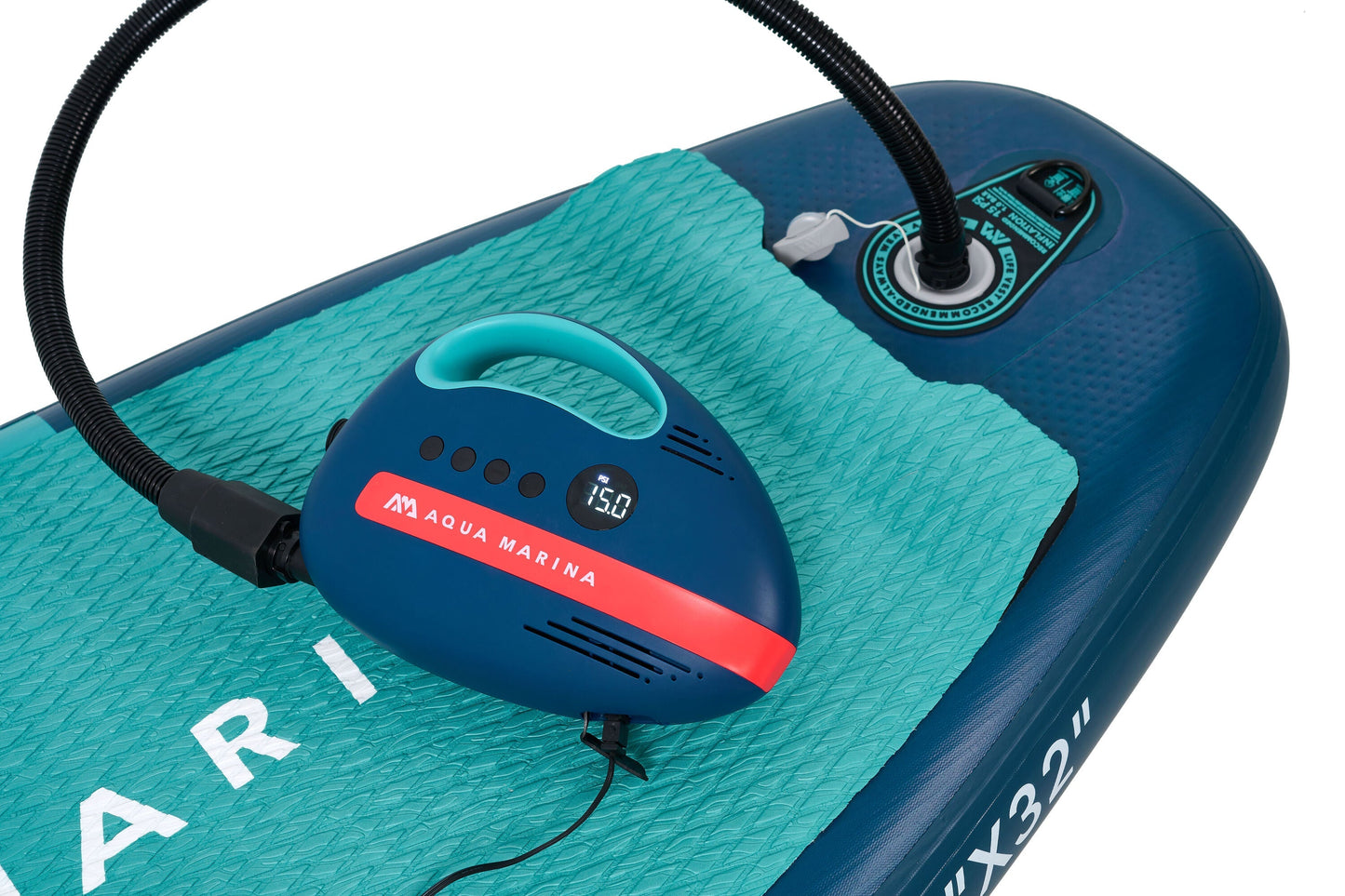 Beast (Aqua Splash) - Advanced All-around iSUP, 3.2m/15cm, with carbon/fiberglass hybrid PASTEL paddle and coil leash Aqua Marina