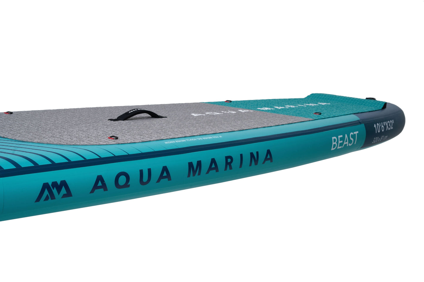 Beast (Aqua Splash) - Advanced All-around iSUP, 3.2m/15cm, with carbon/fiberglass hybrid PASTEL paddle and coil leash Aqua Marina