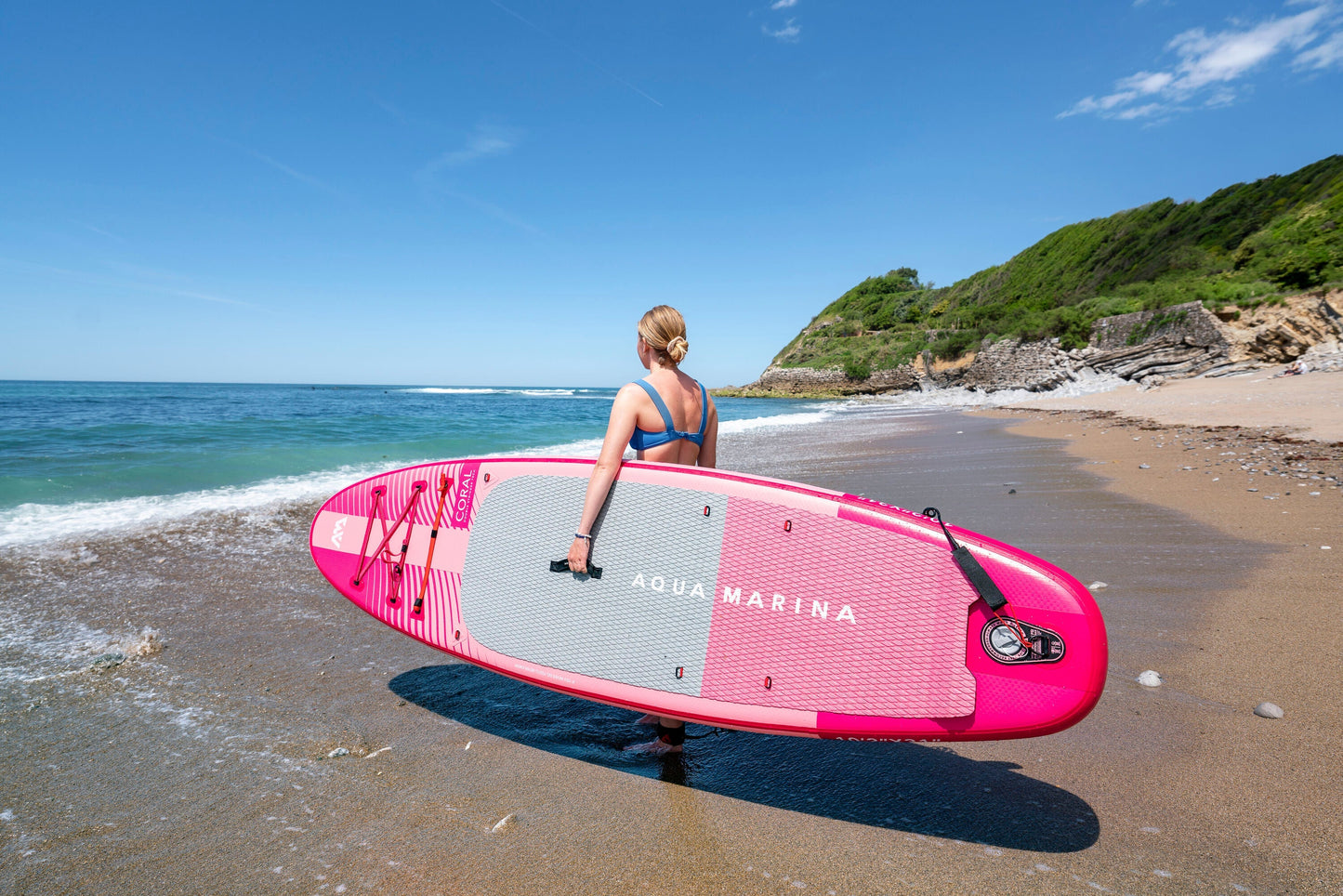 Coral (Raspberry) - Advanced All-around iSUP, 3.1m/12cm, with carbon/fiberglass hybrid PASTEL paddle, coil leash and carry strap Aqua Marina