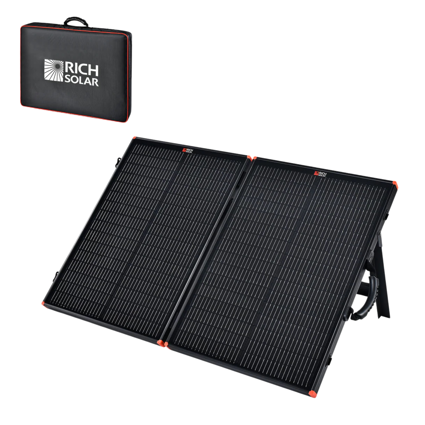 MEGA 100 Portable Briefcase Solar Panel | 100 Watt Portable Solar Panel | Premier 12V Portable Solar Panel for Generators, Power Stations, Vans | High Efficiency BACKORDER Rich Solar