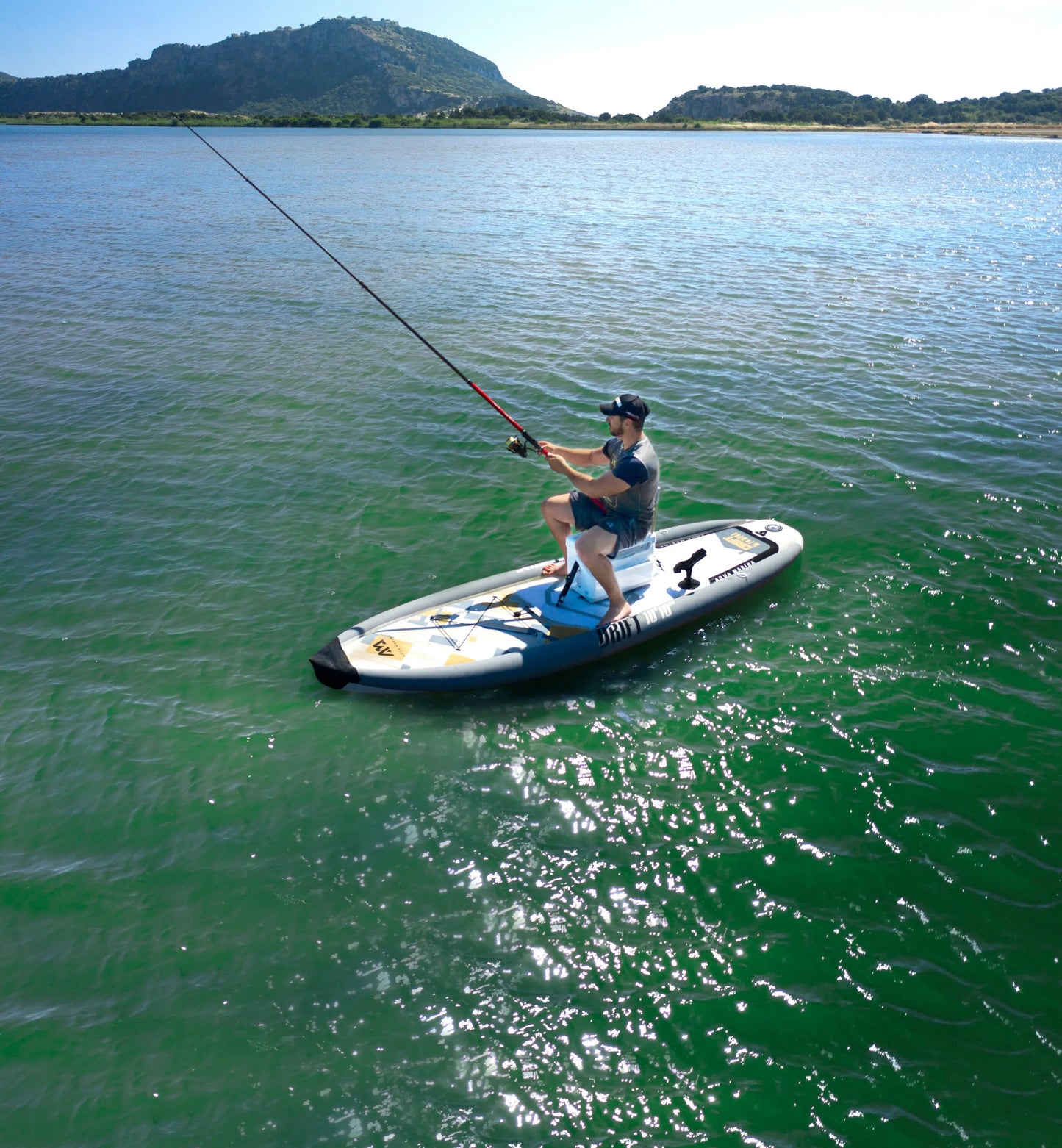 Aqua Marina Drift 10'10" – Fishing iSUP, 3.3m/15cm, with Aluminum SPORTS III Paddle and Safety Leash (Fishing Cooler Excluded) Aqua Marina