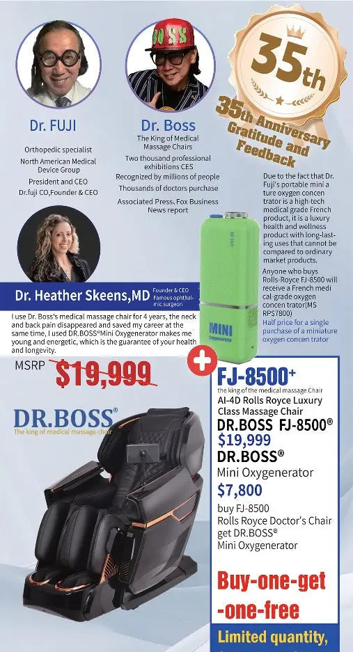 FJ-8500-Plus AI-4D Rolls Royce Luxury Massage Chair with Mini Oxygen Concentrator Dr. Boss