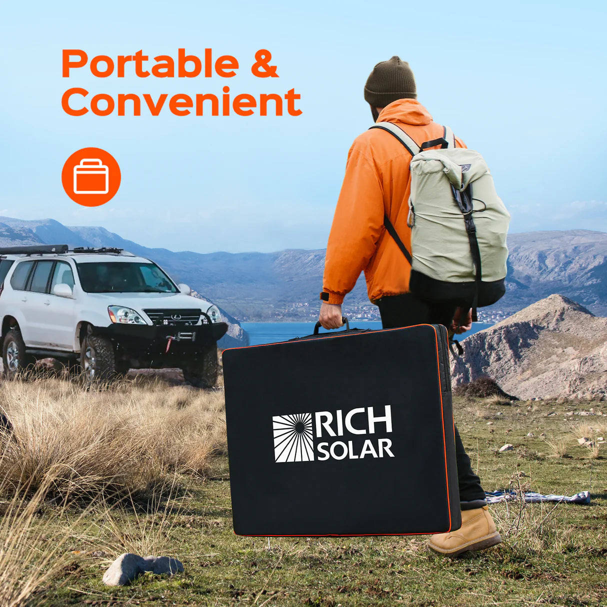 MEGA 200 Portable Briefcase Solar Panel | 200 Watt Portable Solar Panel | Powerful 12V Portable Solar Panel for Generators, Power Stations, Campers | High Efficiency Rich Solar