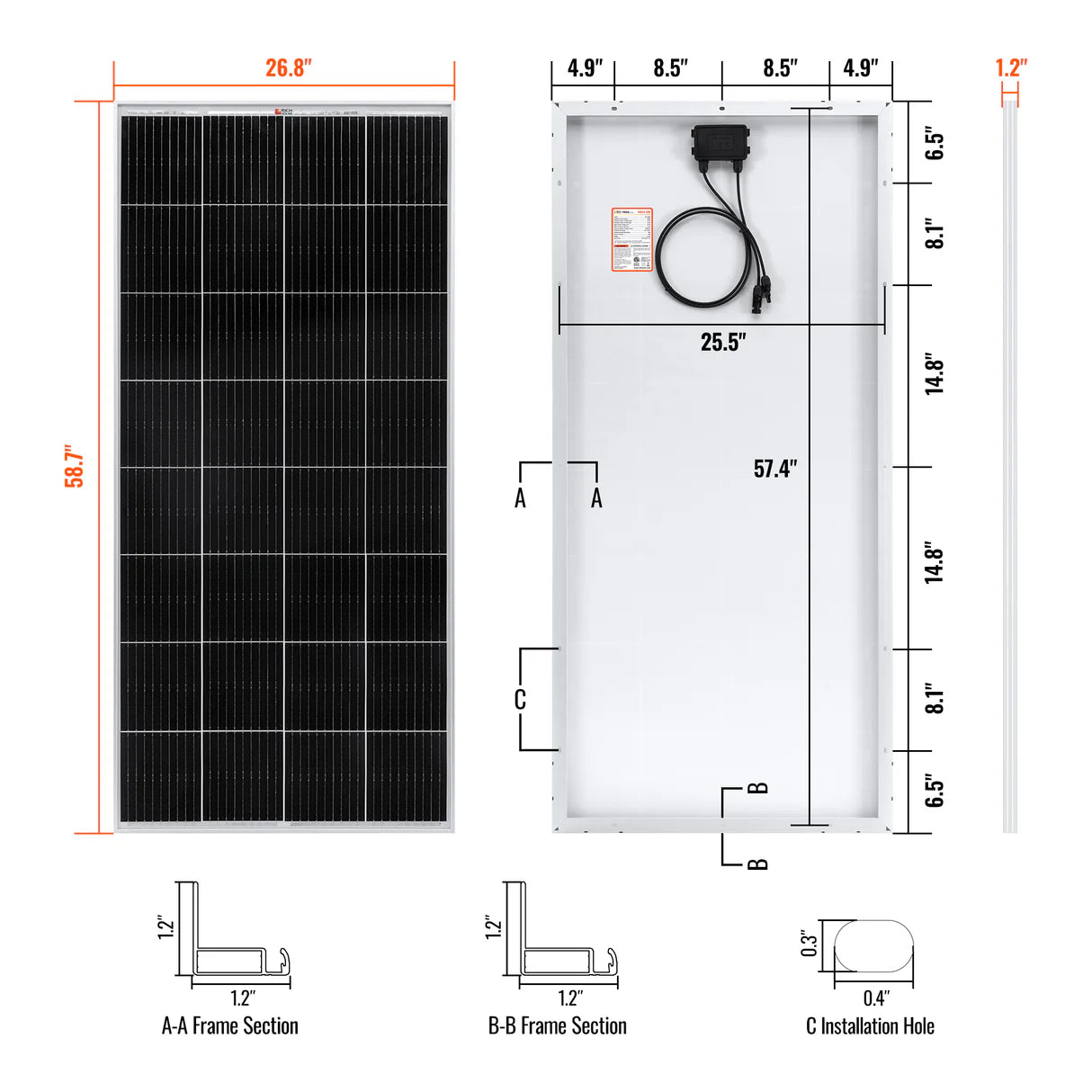 MEGA 200 | 200 Watt Solar Panel | Premier 12V Off-Grid Solar Panel for RVs Cabins, Boats | 25-Year Output Warranty | UL Certified Rich Solar