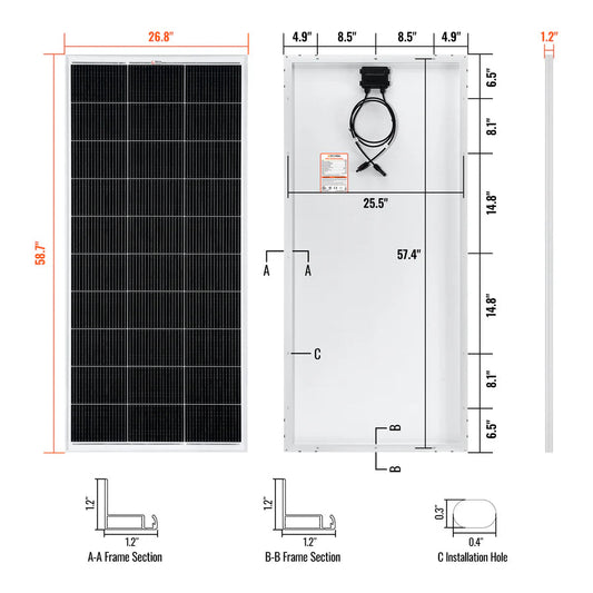 MEGA 200 | 200 Watt Solar Panel | Premier 12V Off-Grid Solar Panel for RVs Cabins, Boats | 25-Year Output Warranty | UL Certified Rich Solar