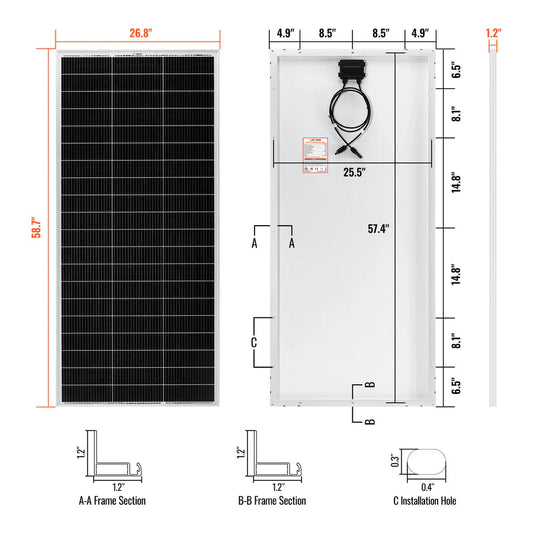 MEGA 200 PRO | 200 Watt 24 Volt Solar Panel | Premium 24V Off-Grid Solar Panel for RVs, Trailers, Cabins | 25-Year Output Warranty | UL Certified Rich Solar