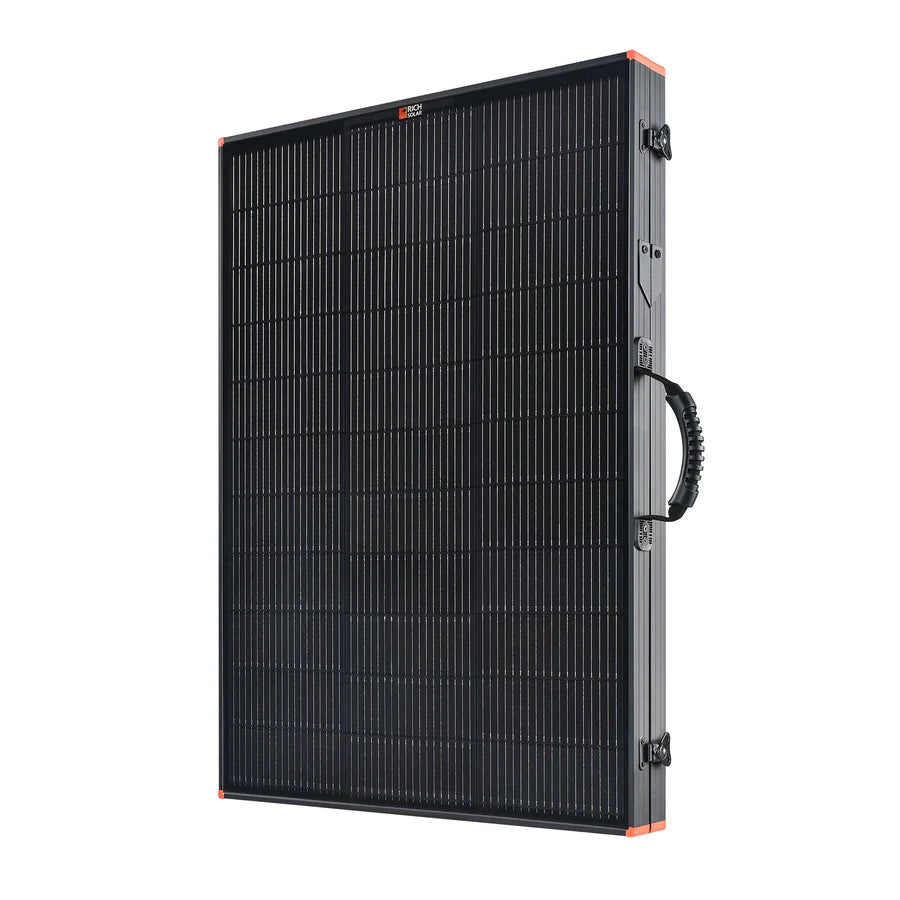 MEGA 200 Portable Briefcase Charging Kit | 200 Watt Portable Solar Panel | Premium 12V Portable Solar Panel for Generators, Vans, Campers | High Efficiency Rich Solar