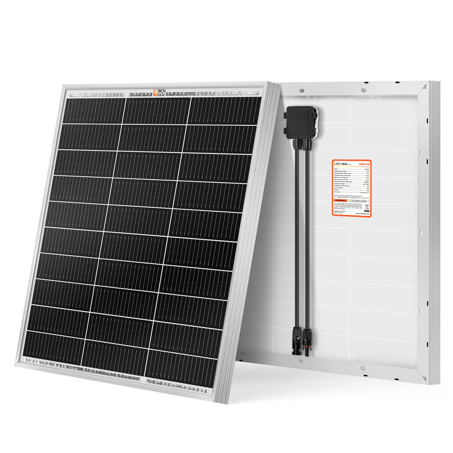 MEGA 50 | 50 Watt Solar Panel | Compact 12V Off-Grid Solar Panel for Boats, Vans, Trailers | 25-Year Output Warranty | UL Certified Rich Solar