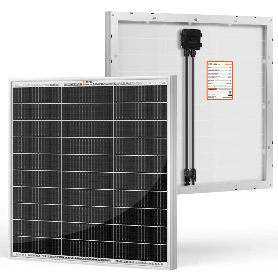 MEGA 50 | 50 Watt Solar Panel | Compact 12V Off-Grid Solar Panel for Boats, Vans, Trailers | 25-Year Output Warranty | UL Certified Rich Solar