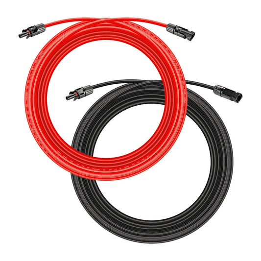 10 Gauge Solar Panel Extension Cable with Male and Female Solar Connector Ends | Pair of 10AWG Red and Black Extension Wire with Connectors on Both Ends | Choose Cable Length: 10ft, 15ft, 20ft, 30ft, 50ft, 75ft, 100ft Rich Solar