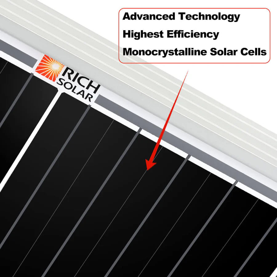 MEGA 200 | 200 Watt Solar Panel | Premier 12V Off-Grid Solar Panel for RVs Cabins, Boats | 25-Year Output Warranty | UL Certified Rich Solar