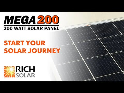 MEGA 200 | 200 Watt Solar Panel | Premier 12V Off-Grid Solar Panel for RVs Cabins, Boats | 25-Year Output Warranty | UL Certified Rich Solar