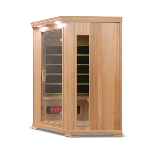 4 Person Full Spectrum Corner Infrared Sauna with PureCarbon Heating & Cedar/Hemlock Design Health Smart