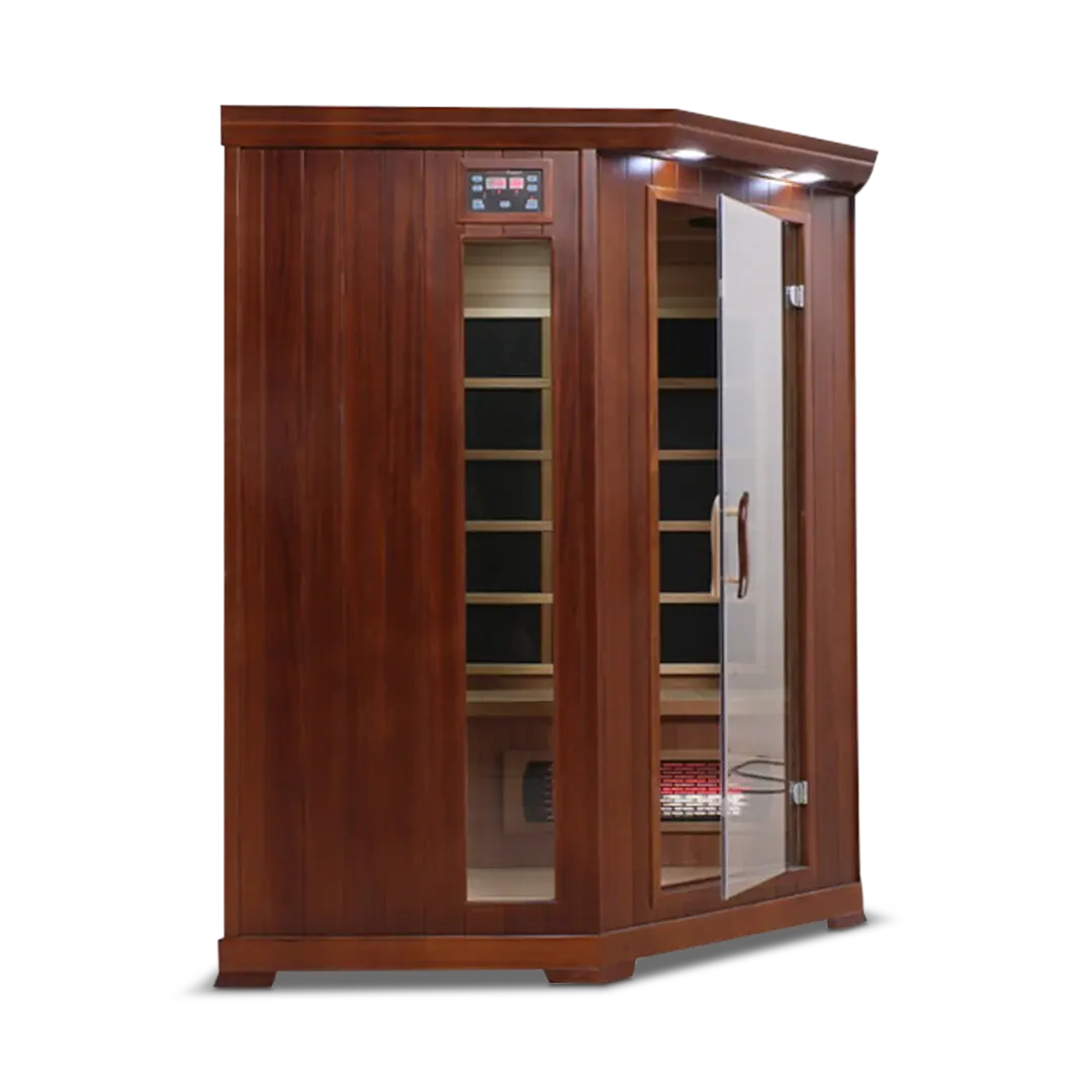 4 Person Full Spectrum Corner Infrared Sauna with PureCarbon Heating & Cedar/Hemlock Design Health Smart