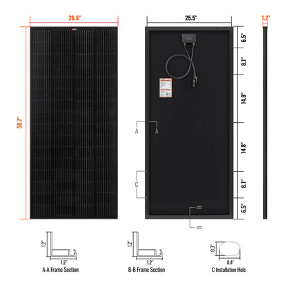 MEGA 200 | 200 Watt Solar Panel | Premier 12V Off-Grid Solar Panel for RVs Cabins, Boats | 25-Year Output Warranty | UL Certified Rich Solar