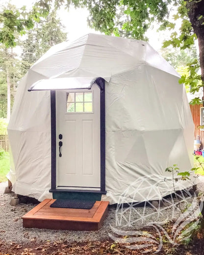 32mm (1  1/4")  frame, 3V frequency, multi-piece reflective insulation layer, washable interior oxford liner,Clear PVC panorama window with side zippers for ventilation, 2 opening triangle Glass windows, Heavy curtain on track, mini door awning Phoenyx Domes