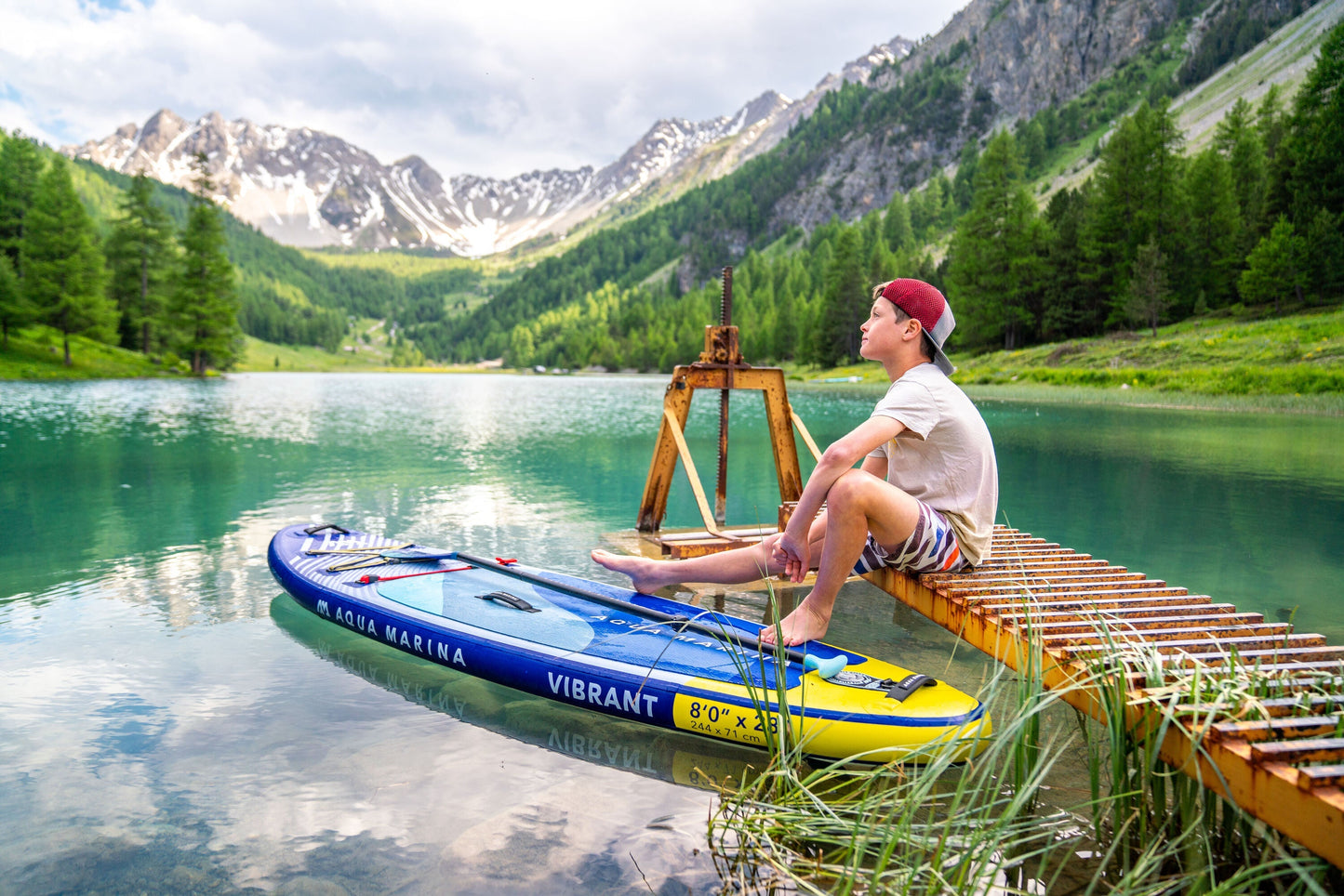 Aqua Marina Vibrant 8'0" – Youth All-Around iSUP, 2.44m/10cm, with Paddle and Safety Leash Aqua Marina