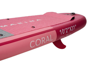 Coral (Raspberry) - Advanced All-around iSUP, 3.1m/12cm, with carbon/fiberglass hybrid PASTEL paddle, coil leash and carry strap Aqua Marina