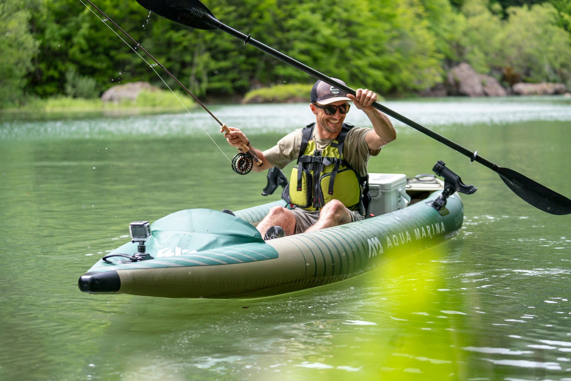 Aqua Marina Caliber 13'1" Angling Kayak – Modular Solo/Tandem Fishing Kayak with DWF Deck Aqua Marina