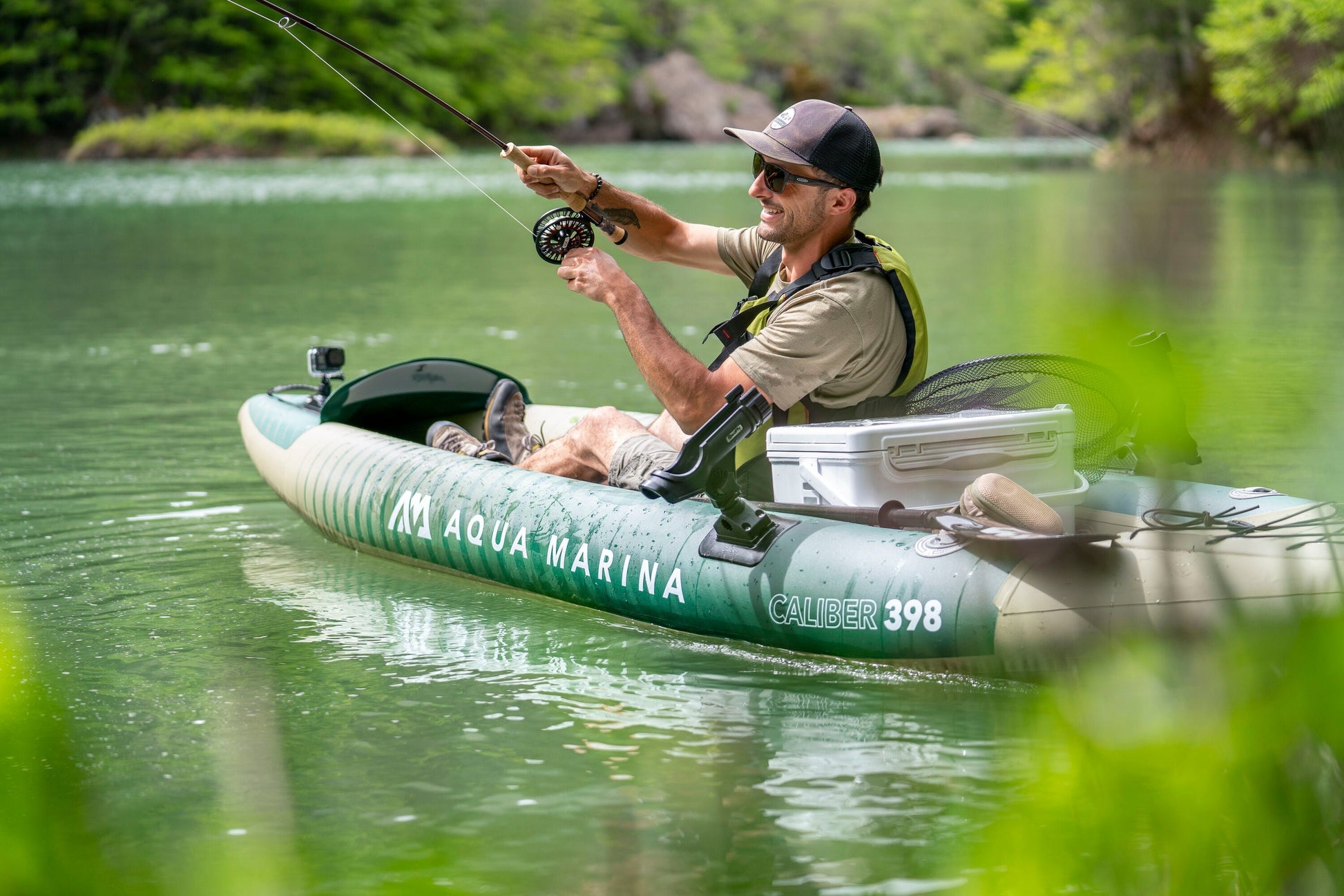 Aqua Marina Caliber 13'1" Angling Kayak – Modular Solo/Tandem Fishing Kayak with DWF Deck Aqua Marina