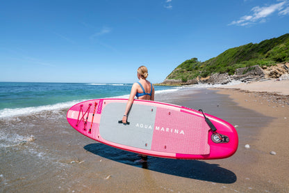 Coral (Raspberry) - Advanced All-around iSUP, 3.1m/12cm, with carbon/fiberglass hybrid PASTEL paddle, coil leash and carry strap Aqua Marina