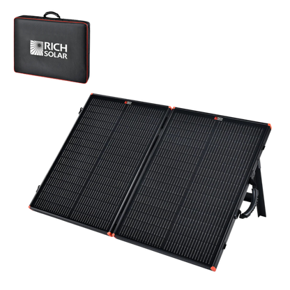 MEGA 100 Portable Briefcase Solar Panel | 100 Watt Portable Solar Panel | Premier 12V Portable Solar Panel for Generators, Power Stations, Vans | High Efficiency BACKORDER Rich Solar