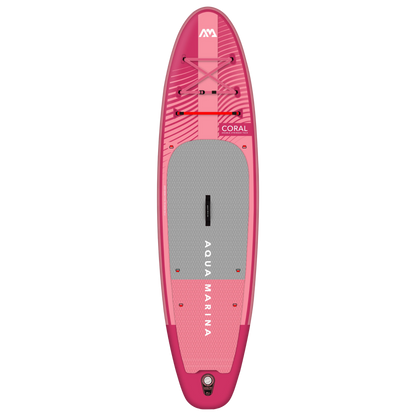 Aqua Marina Coral (Raspberry) - Advanced All-around iSUP, 3.1m/12cm, with carbon/fiberglass hybrid PASTEL paddle, coil leash and carry strap Aqua Marina