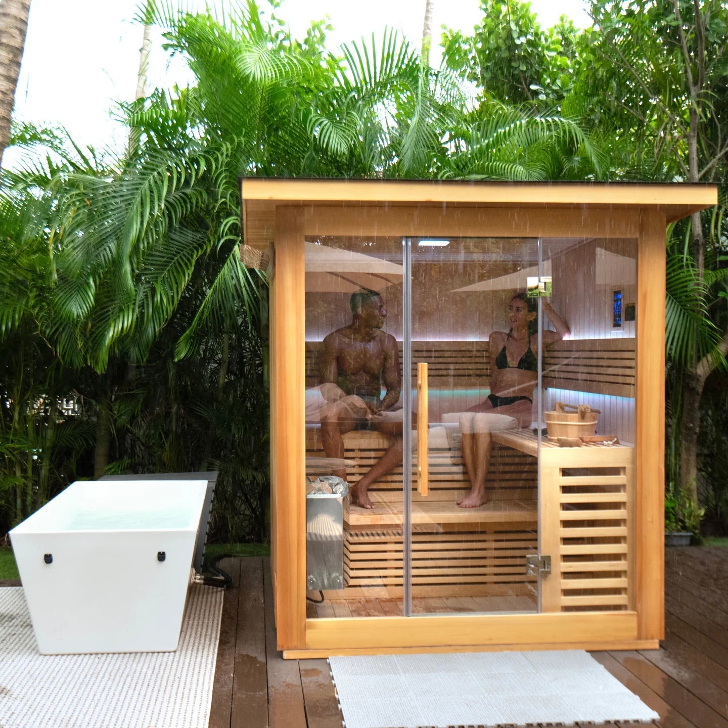 Revive 6-Person Traditional Outdoor Sauna | Spacious Hemlock Wood Design Revive