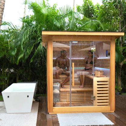 Revive 6-Person Traditional Outdoor Sauna | Spacious Hemlock Wood Design Revive