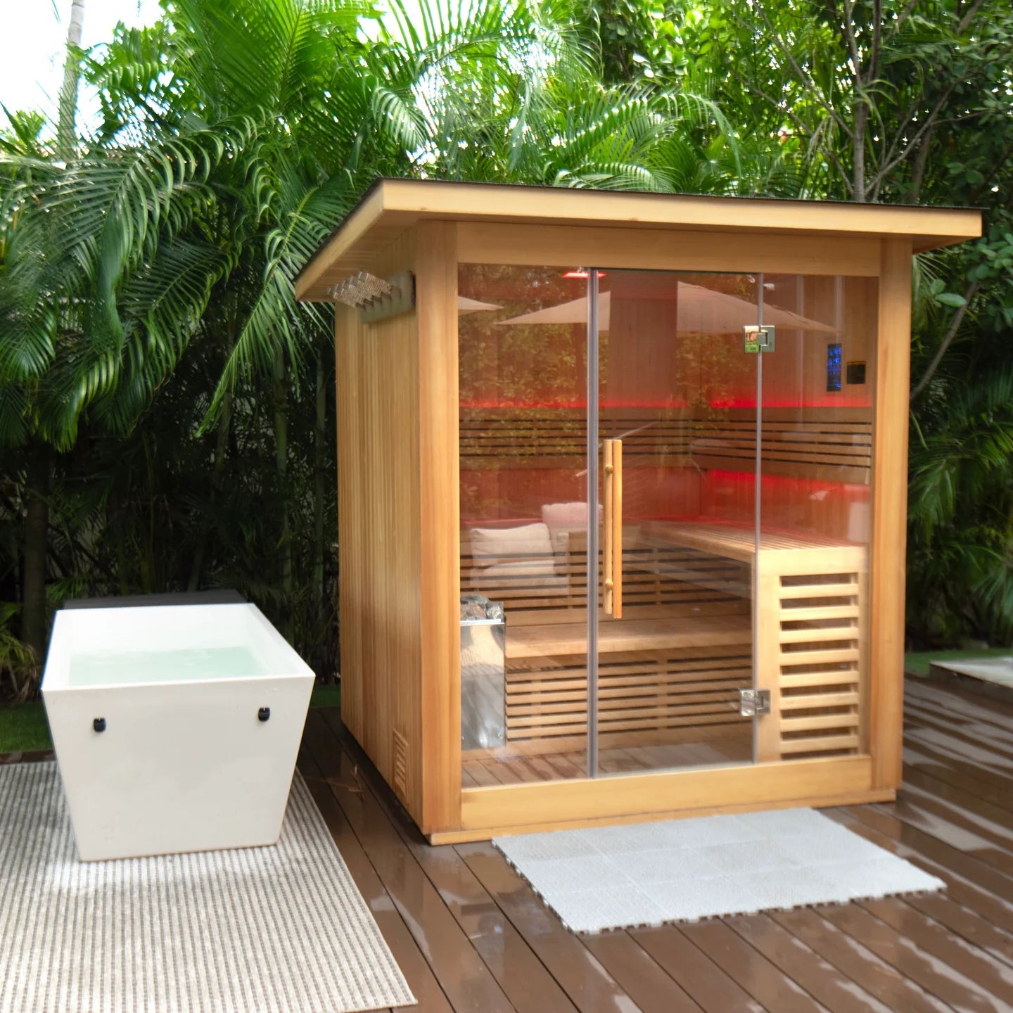 Revive 6-Person Traditional Outdoor Sauna | Spacious Hemlock Wood Design Revive