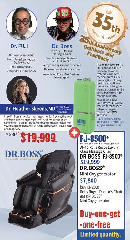 FJ-8500-Plus AI-4D Rolls Royce Luxury Massage Chair with Mini Oxygen Concentrator Dr. Boss