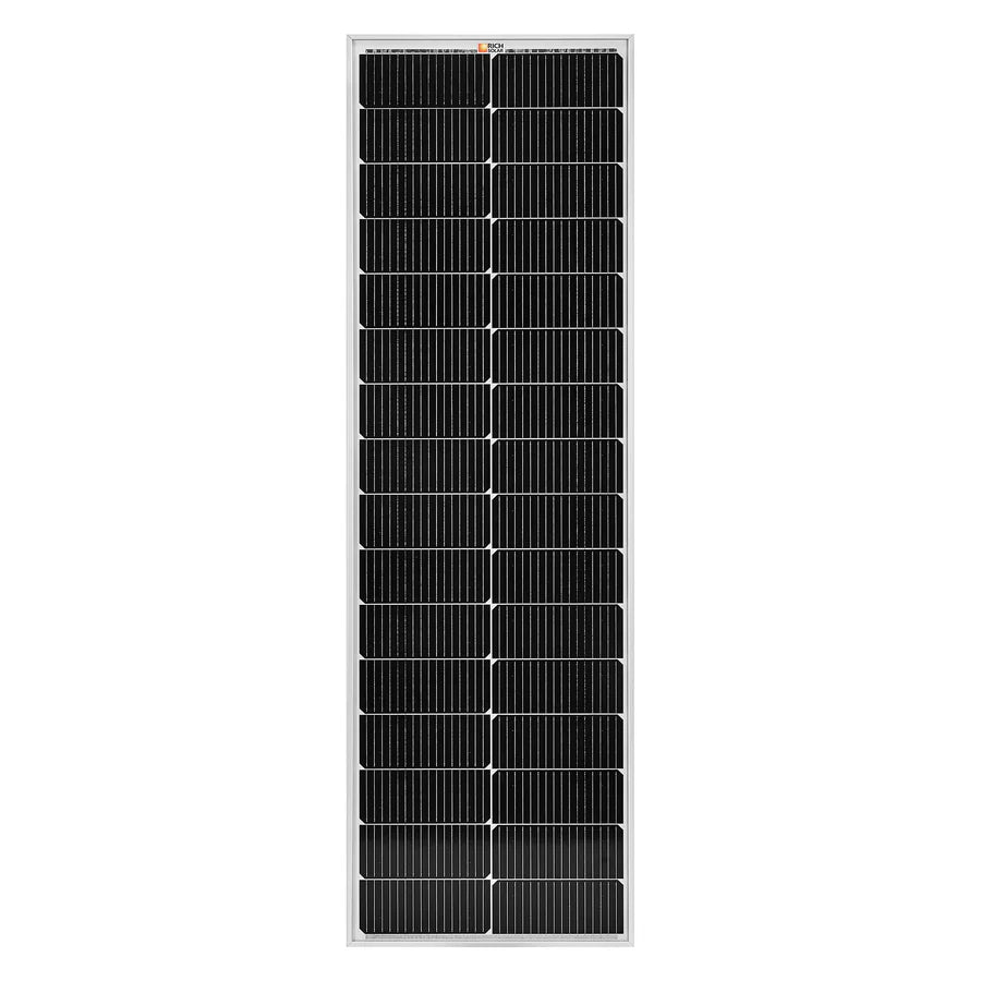 MEGA 100 SLIM | 100 Watt Slim Solar Panel | Compact 12V Off-Grid Narrow Solar Panel for Campers, Overlanders, Boats | 25-Year Output Warranty | UL Certified Rich Solar