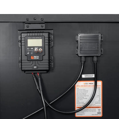 MEGA 200 Portable Briefcase Charging Kit | 200 Watt Portable Solar Panel | Premium 12V Portable Solar Panel for Generators, Vans, Campers | High Efficiency Rich Solar