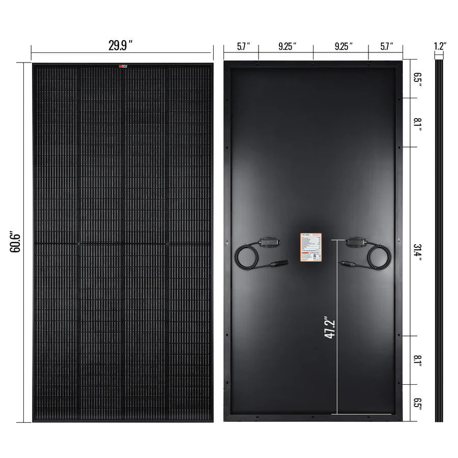 MEGA 250 PRO | 250 Watt 24 Volt Solar Panel | Premium 24V Off-Grid Solar Panel for Campers, Tiny Homes, Cabins | 25-Year Output Warranty | UL Certified Rich Solar