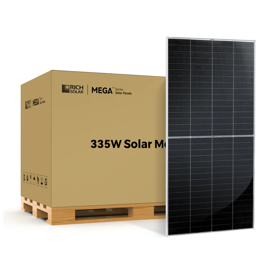 MEGA 335 | 335 Watt Solar Panel | Premium Grid-tie or Off-grid Solar Panel for Residential, Commercial, Agriculture | 25-Year Output Warranty | UL Certified Rich Solar