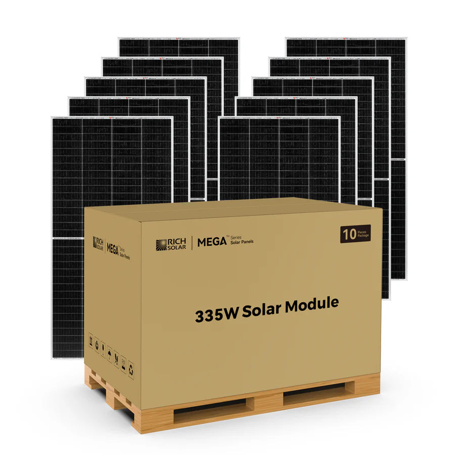 MEGA 335 | 335 Watt Solar Panel | Premium Grid-tie or Off-grid Solar Panel for Residential, Commercial, Agriculture | 25-Year Output Warranty | UL Certified Rich Solar
