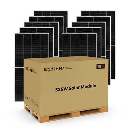 MEGA 335 | 335 Watt Solar Panel | Premium Grid-tie or Off-grid Solar Panel for Residential, Commercial, Agriculture | 25-Year Output Warranty | UL Certified Rich Solar