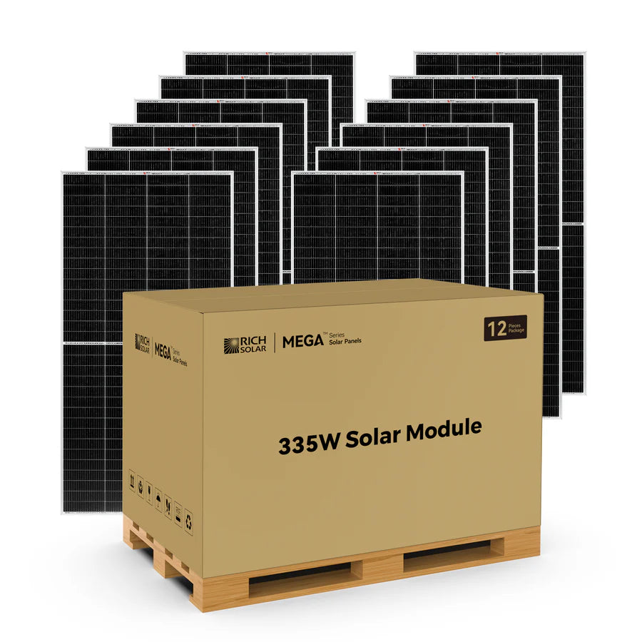 MEGA 335 | 335 Watt Solar Panel | Premium Grid-tie or Off-grid Solar Panel for Residential, Commercial, Agriculture | 25-Year Output Warranty | UL Certified Rich Solar