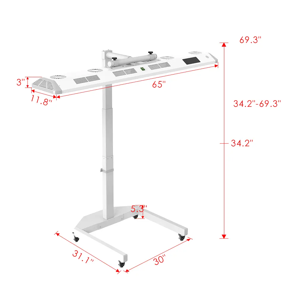 NEW The Panorama Panel dimensions and adjustable height for versatile light therapy.