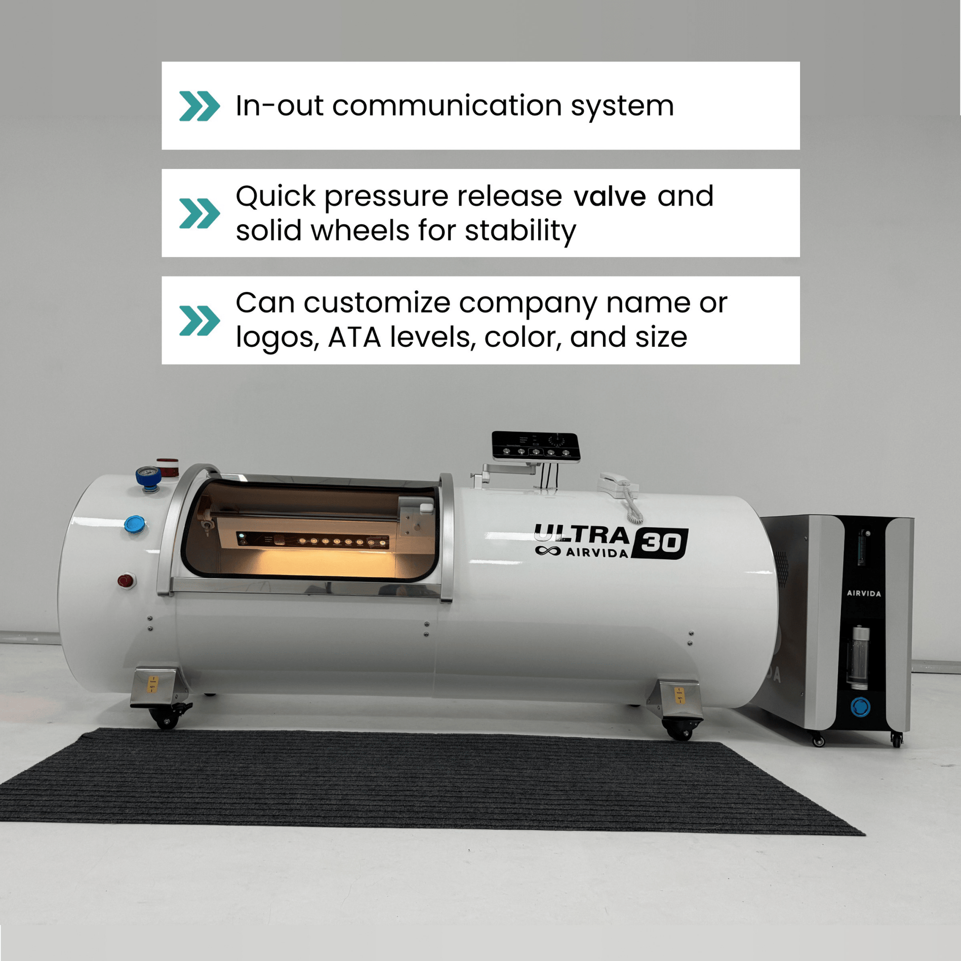Airvida Ultra  1.3-2.0 ATA Hard Shell Lying Hyperbaric Chambers The Recovery Outlet