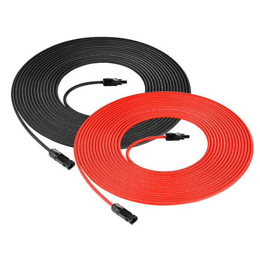 10 Gauge Solar Panel Extension Cable with Male and Female Solar Connector Ends | Pair of 10AWG Red and Black Extension Wire with Connectors on Both Ends | Choose Cable Length: 10ft, 15ft, 20ft, 30ft, 50ft, 75ft, 100ft Rich Solar