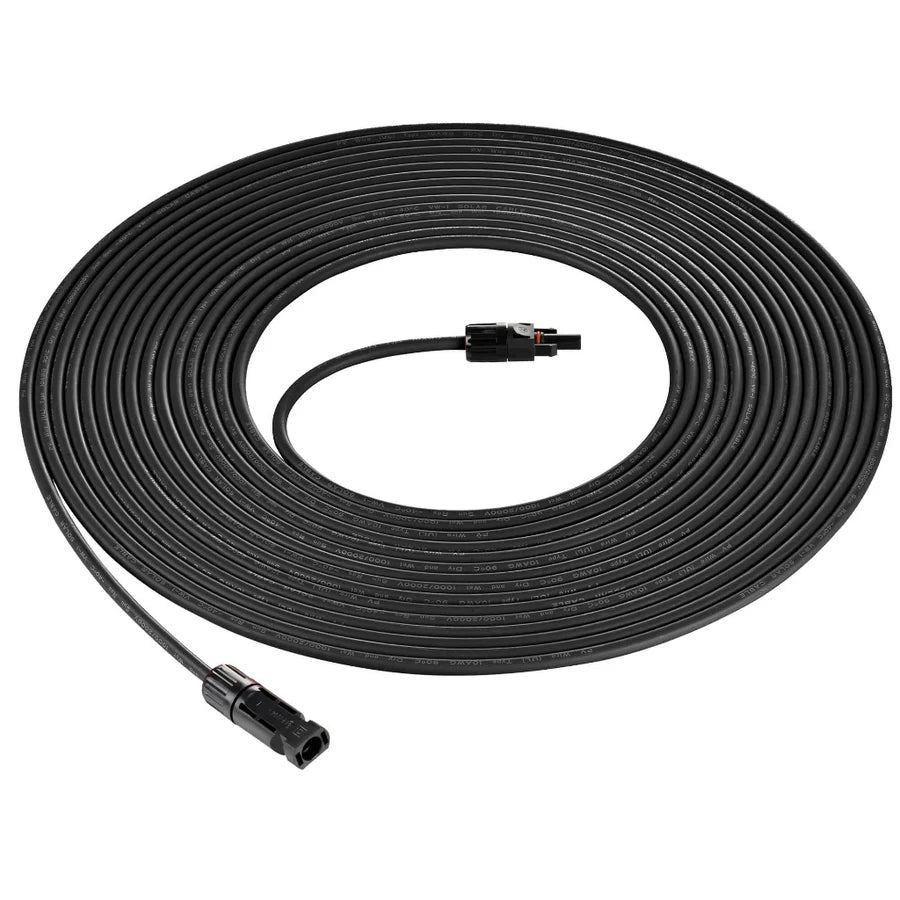 10 Gauge Solar Panel Extension Cable with Male and Female Solar Connector Ends | Pair of 10AWG Red and Black Extension Wire with Connectors on Both Ends | Choose Cable Length: 10ft, 15ft, 20ft, 30ft, 50ft, 75ft, 100ft Rich Solar
