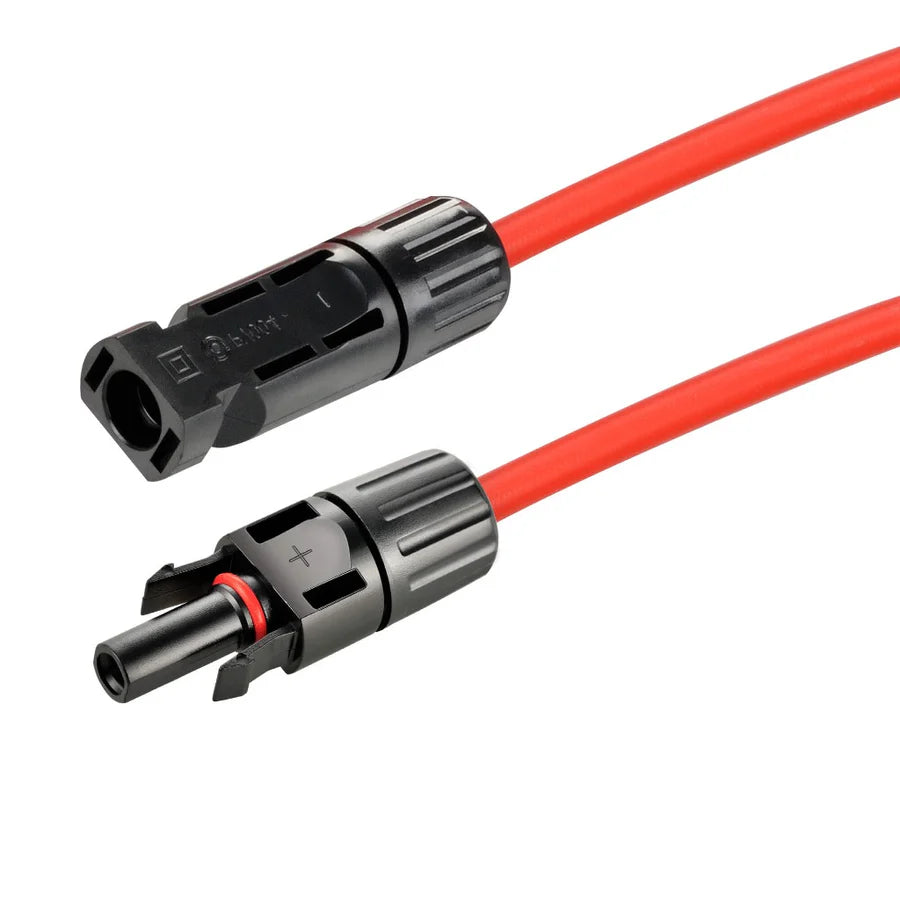 10 Gauge Solar Panel Extension Cable with Male and Female Solar Connector Ends | Pair of 10AWG Red and Black Extension Wire with Connectors on Both Ends | Choose Cable Length: 10ft, 15ft, 20ft, 30ft, 50ft, 75ft, 100ft Rich Solar