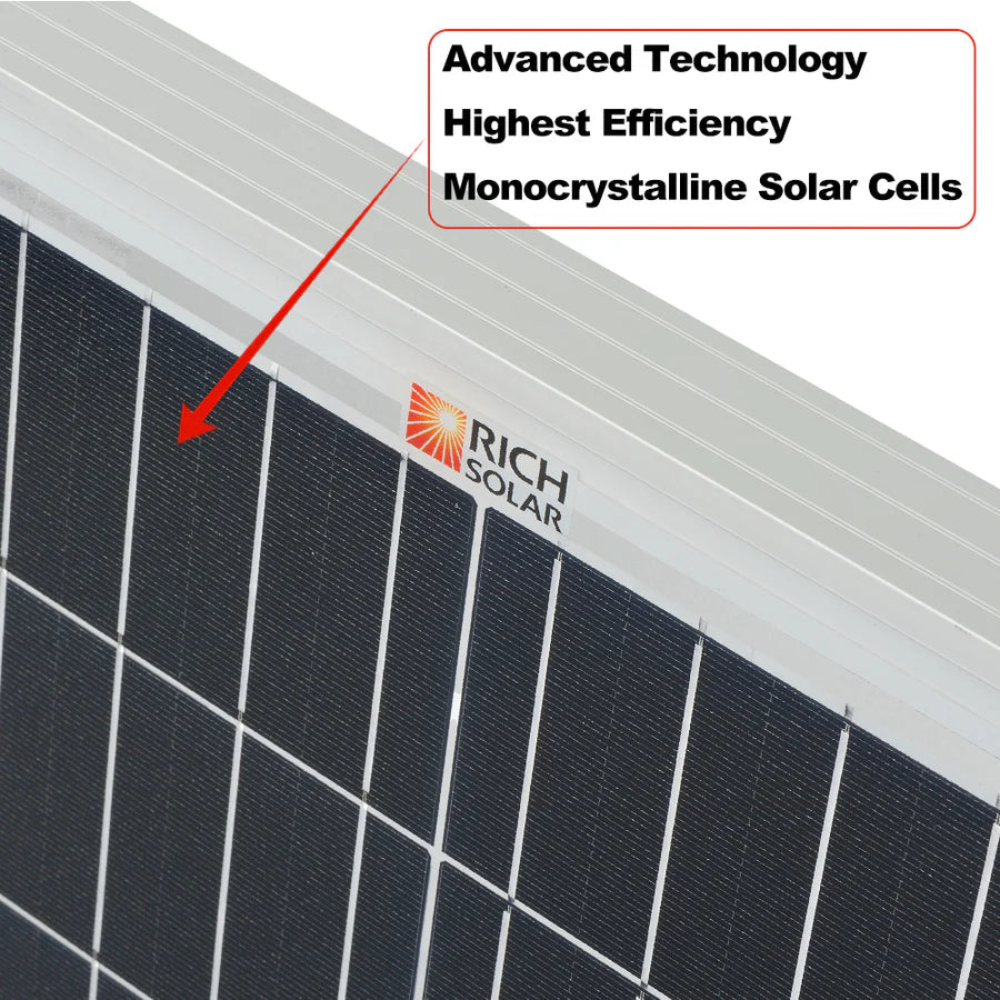 MEGA 200 PRO | 200 Watt 24 Volt Solar Panel | Premium 24V Off-Grid Solar Panel for RVs, Trailers, Cabins | 25-Year Output Warranty | UL Certified Rich Solar