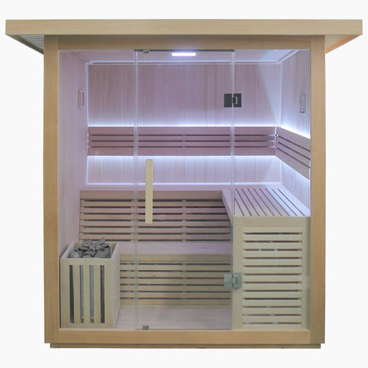 Revive 6-Person Traditional Outdoor Sauna | Spacious Hemlock Wood Design Revive