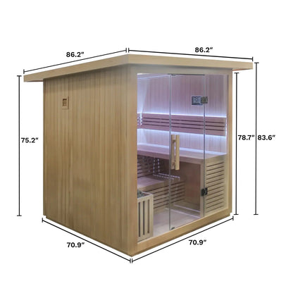 Revive 6-Person Traditional Outdoor Sauna | Spacious Hemlock Wood Design Revive