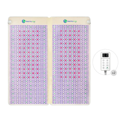 The TAJ Bed Series - Mattress Toppers, featuring gemstone-filled mats and a user-friendly control panel.