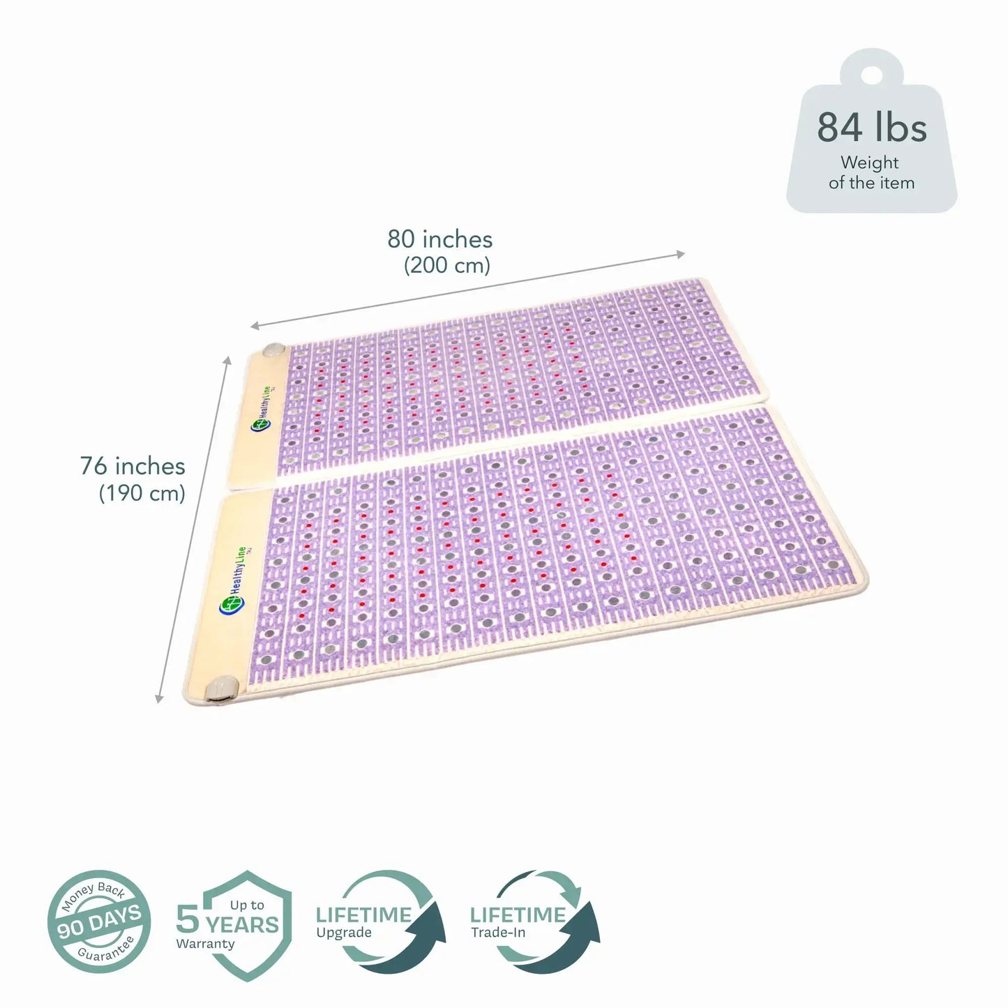 The TAJ Bed Series - Mattress Toppers, featuring dimensions of 80x76 inches and weight of 84 lbs for therapeutic comfort.